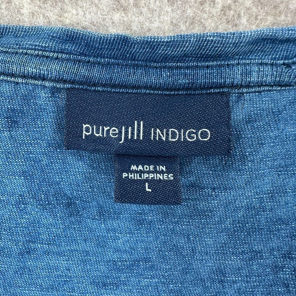 Pure‎ J Jill Indigo Shift Tshirt Dress Womens LARGE Pullover Blue Stretch - Picture 4 of 8
